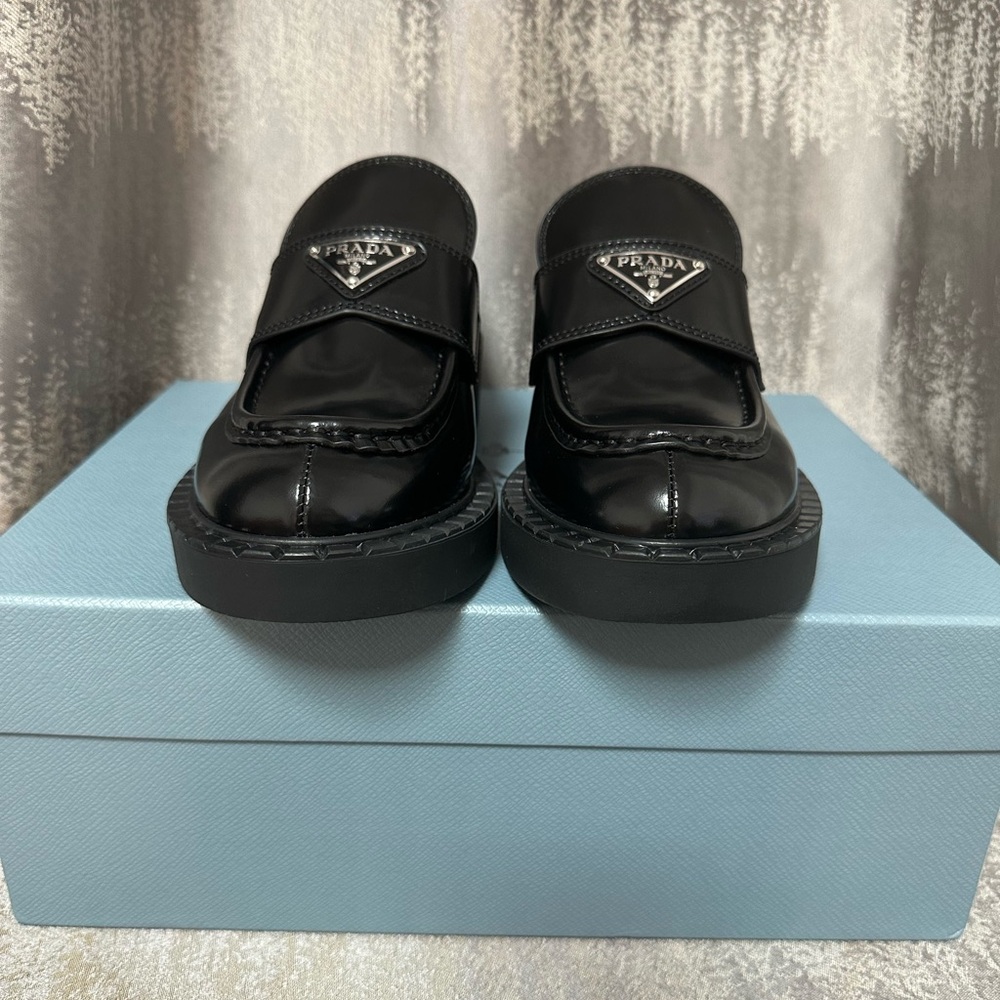 Prada Glossy Black Loafers for Women